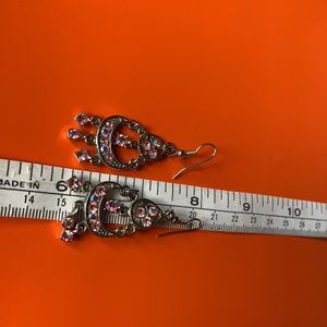 Vintage iridescent pink and silver earrings